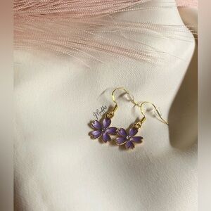 Handmade Purple Flower Earrings